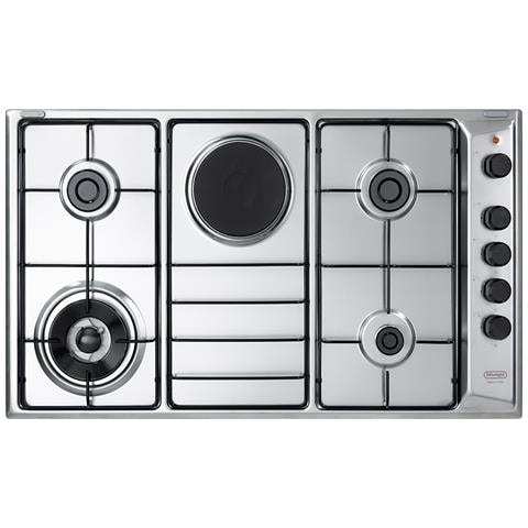 DE LONGHI Piano Cottura FLA49RD 4 Fuochi Gas + 1 Piastra Elettrcia Colore Acciaio Inox