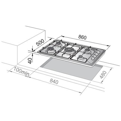 Piano Cottura FLA49RD 4 Fuochi Gas + 1 Piastra Elettrcia Colore Acciaio Inox - Foto 3