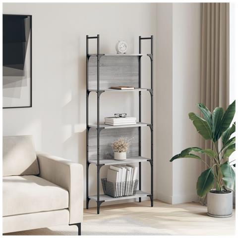 Libreria 5ripiani Grigio Sonoma 60,5x24x166,5 Legno Multistrato - Foto 3