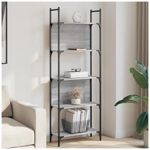Libreria 5ripiani Grigio Sonoma 60,5x24x166,5 Legno Multistrato - Foto 1