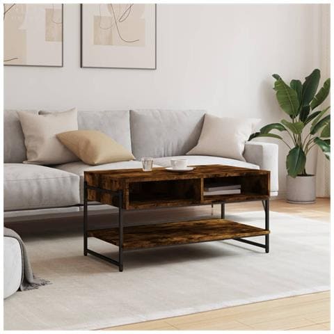 Tavolino Da Salotto Rovere Fumo 90x50x45cm In Legno Multistrato - Foto 3