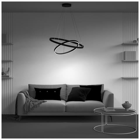 Lampadario A Sospensione Moderno Rim Alluminio Nero 2 Led 88w - Foto 2