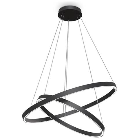 Lampadario A Sospensione Moderno Rim Alluminio Nero 2 Led 88w - Foto 1