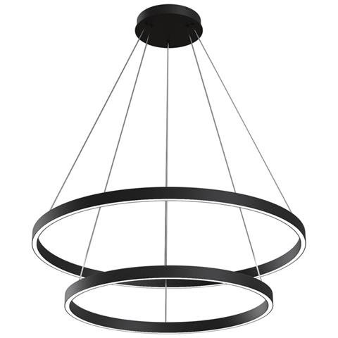 Lampadario A Sospensione Moderno Rim Alluminio Nero 2 Led 88w - Foto 5