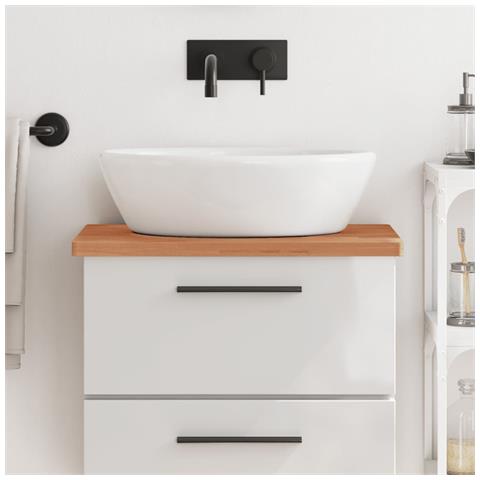 Piano Bagno 60x40x2,5 Cm Legno Massello Di Faggio - Foto 1