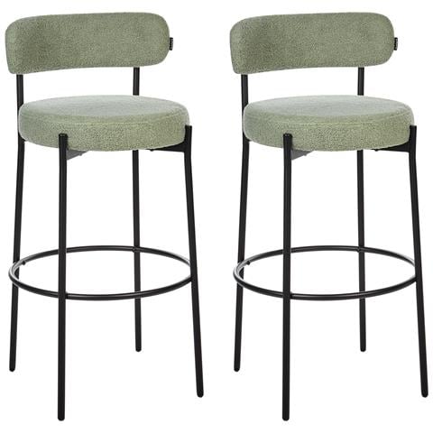 Set Di 2 Sedie Alte Allison Bouclé Verde Chiaro - Foto 9