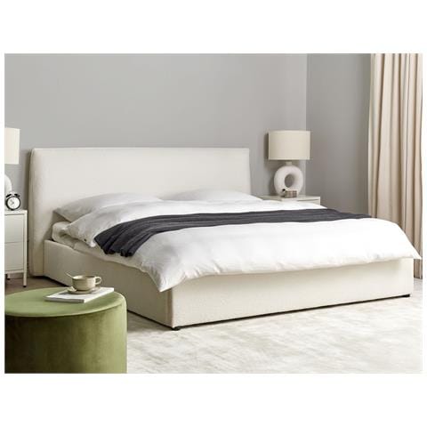 Letto Matrimoniale Contenitore Bouclé Bianco Sporco 180 X 200 Cm Lavaur - Foto 1