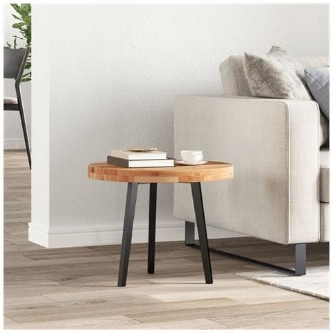 Piano Tavolo Rotondo 50x4 Cm In Legno Massello Di Acacia - Foto 3