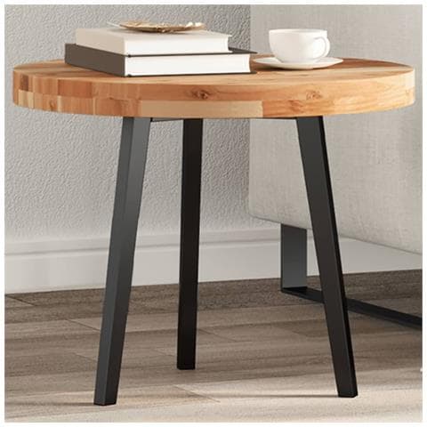 Piano Tavolo Rotondo 50x4 Cm In Legno Massello Di Acacia - Foto 1