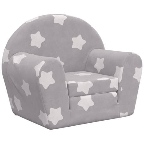 Divano Letto Bambini Grigio Chiaro Con Stelle Morbido Peluche - Foto 1