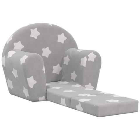 Divano Letto Bambini Grigio Chiaro Con Stelle Morbido Peluche - Foto 2