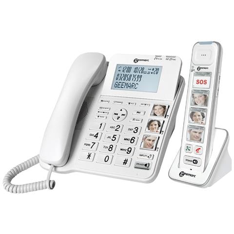 Telefono Per Senior Con Cordless Tasti Foto Amplidect Combi Photo 295, Bianco - Foto 1