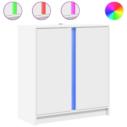 Credenza Con Led Bianca 77x34x85 Cm In Legno Multistrato - Foto 2