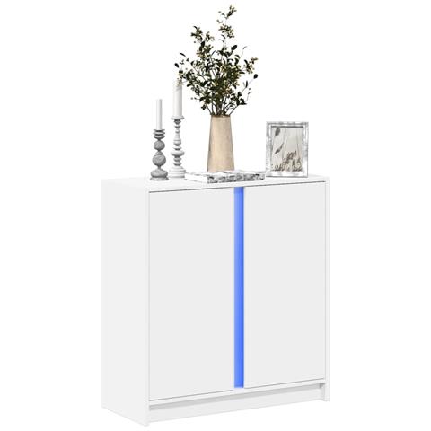 Credenza Con Led Bianca 77x34x85 Cm In Legno Multistrato - Foto 1
