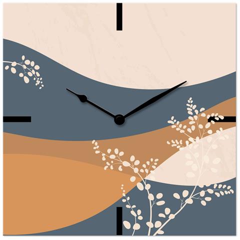 Orologio Da Parete In Legno Ecologico, Con Stampa Oriental Style Beige, 30x30 Cm, Made In Italy, Movimento A Quarzo, Alimentato A Batteria Non Inclusa, Adatto A Tutti Gli Stili Di Casa - Foto 1