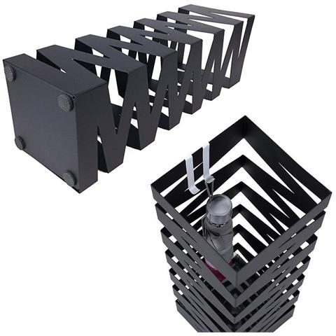 Portaombrelli In Ferro Design Quadrato Stand Nero Vaschetta Salvagoccia - Foto 2