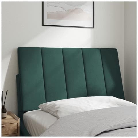 Cuscino Testiera Verde Scuro 80 Cm In Velluto - Foto 3