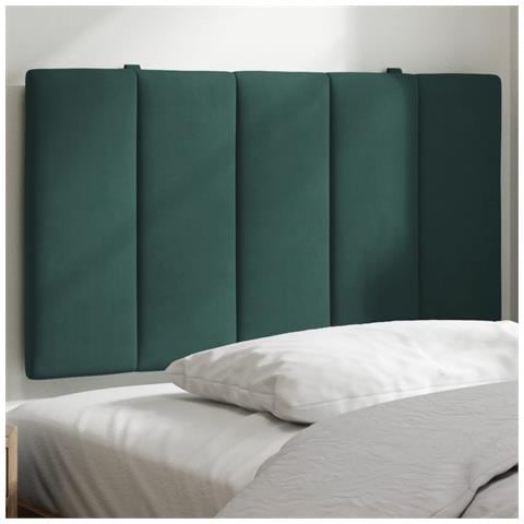 Cuscino Testiera Verde Scuro 80 Cm In Velluto - Foto 1