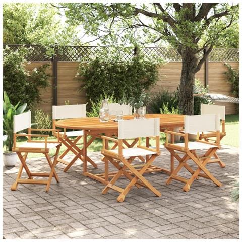 Sedie da Giardino Pieghevoli 6 pz Bianco Crema in Tessuto - Foto 2