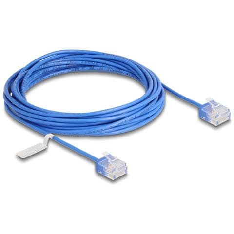 Cavo di rete RJ45 Cat. 6 UTP Ultra Slim 5 m blu con connettori corti - Foto 1