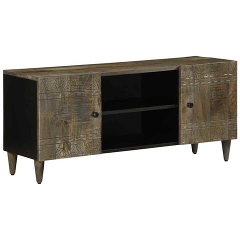 Mobile Porta Tv Grigio Chiaro 105x33,5x46 Cm In Legno Mango - Foto 1
