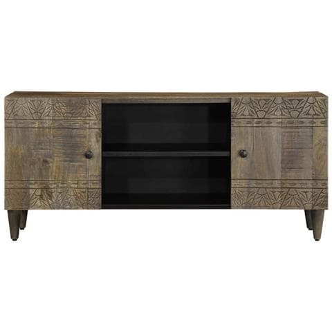 Mobile Porta Tv Grigio Chiaro 105x33,5x46 Cm In Legno Mango - Foto 2