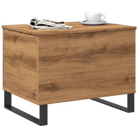 Tavolino Salotto Rovere Artigianale 60x44,5x45 Cm In Truciolato - Foto 3