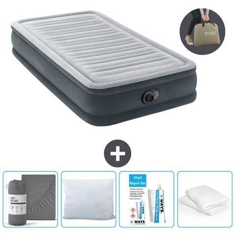 Set Materassino Gonfiabile - 191x99x33 Cm - Lichtgrijs - Include Accessori Coordinati - Foto 1