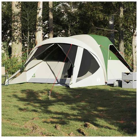 Tenda Familiare a Tunnel per 6 Persone Verde Impermeabile - Foto 1