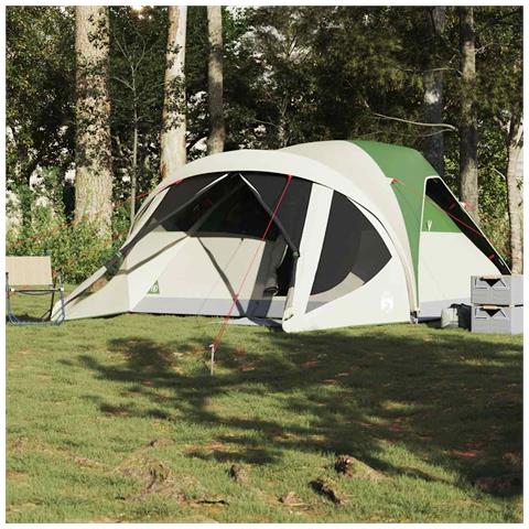Tenda Familiare a Tunnel per 6 Persone Verde Impermeabile - Foto 2