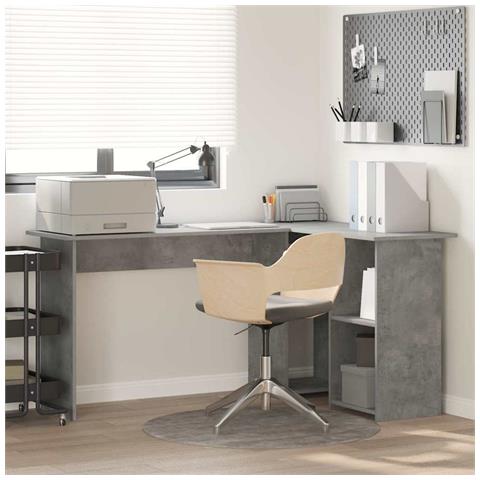 Scrivania Grigia Cemento Grigio cemento Truciolare - Foto 2