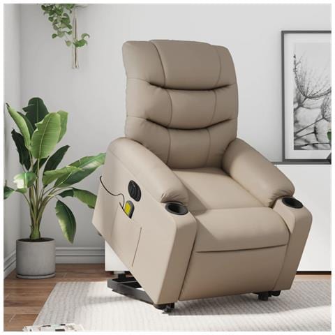 Poltrona Alzapersona Massaggio Elettrica Cappuccino Similpelle - Foto 2