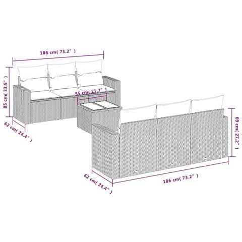 Set Divani da Giardino 7pz con Cuscini Grigio Chiaro Polyrattan - Foto 3