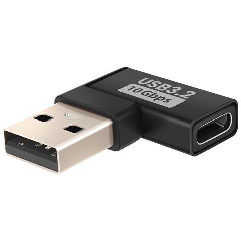 Adattatore Usb-c A Usb-a Maschio Curvo A Destra Carica E Trasferimento 10gbps, Nero - Foto 1