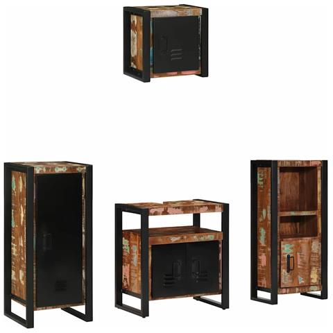 Set di mobili per il bagno 4 pcs Legno massello riciclato - Foto 2