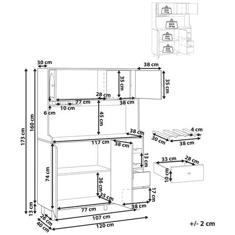 Credenza Da Cucina Campbellton 120 Cm Marrone Chiaro - Foto 6