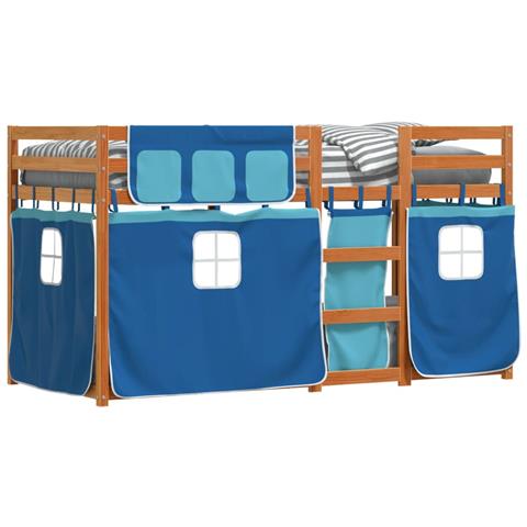 Letto a Castello senza Materasso Blu 80x200 cm Massello Pino - Foto 1