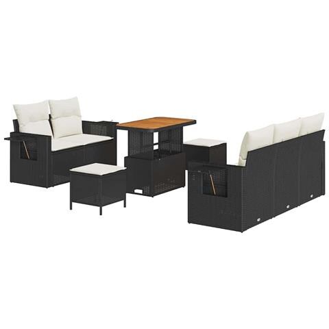 Set Divano da Giardino 8 pcs Nero polyrattan - Foto 1