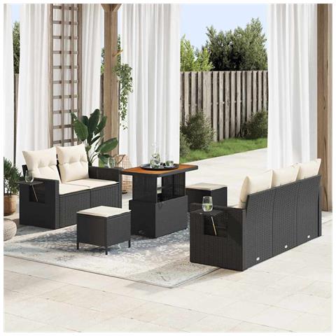 Set Divano da Giardino 8 pcs Nero polyrattan - Foto 2