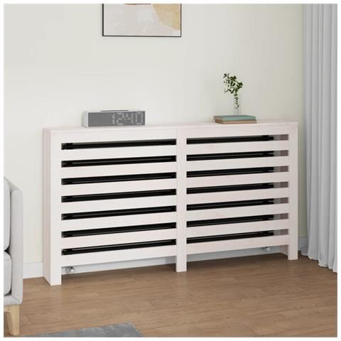 Copertura Termosifone Bianca 153x19x84 cm Legno Massello Pino - Foto 2