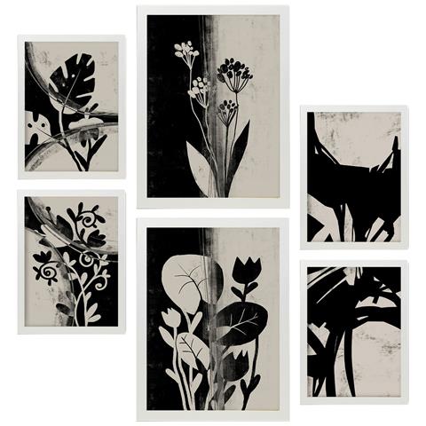 Set Di 6 Stampe Toni Schorken In Flower Dipinti Decorativi Estetici Astratti Per Il Tuo Soggiorno, Camera Da Letto, Casa A3 & A4 Cornice Bianca - Foto 1