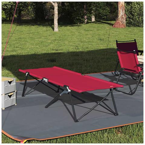 Letto da campeggio pieghevole Pieghevole Rosso 206 x 76 x 74 cm - Foto 2
