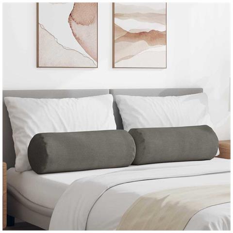 Cuscini a rullo 2 pcs Grigio chiaro Ø 25 x 70 cm - Foto 2