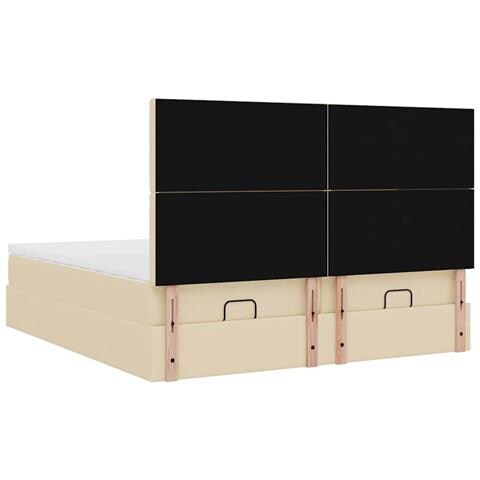 Struttura Letto Pouf con Materassi Crema 160x200 cm in Tessuto - Foto 9