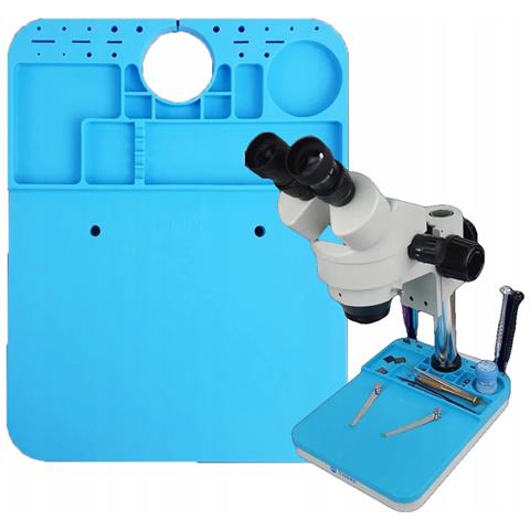 Mata Servizio Per Microscopio Mercury - Silicone Antiscivolo 500°c | 205×260×18 Mm | Con Scomparti E Sistema Di Fissaggio - Foto 1