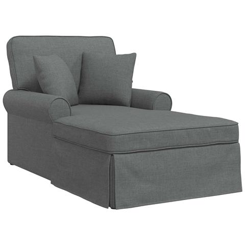 Chaise Longe con Gonna con cuscino 3 pcs Grigio scuro Tessuto - Foto 1