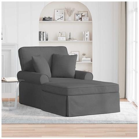 Chaise Longe con Gonna con cuscino 3 pcs Grigio scuro Tessuto - Foto 2