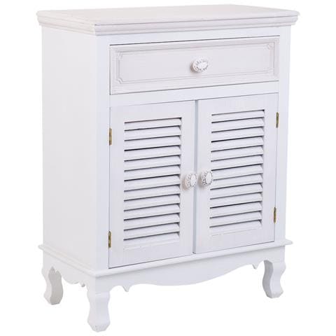 Mobile Da Ingresso In Legno Con 1 Cassetto E 2 Ante Bianco 60x30x78 - Foto 1