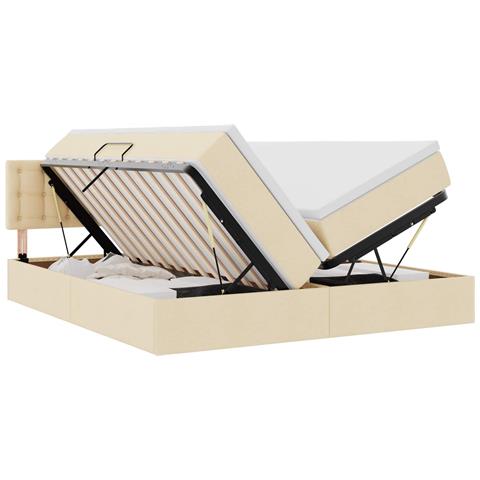 Letto con Contenitore Crema 200 x 200 cm Pelle Sintetica - Foto 1