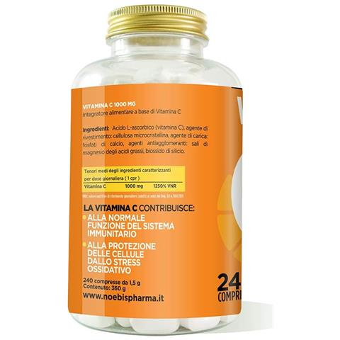 Vitamina C 1000 mg 240 Compresse - Acido L-Ascorbico ad Alto Dosaggio - Sistema Immunitario, Collagene e Azione Antiossidante - Foto 2